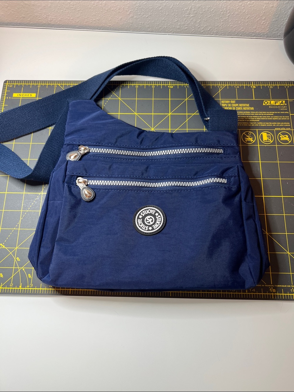 Navy Crossbody Bag with Front Zip Pockets Great Travel Bag